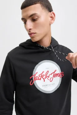 Jack & Jones Sudadera logo con capucha negro New