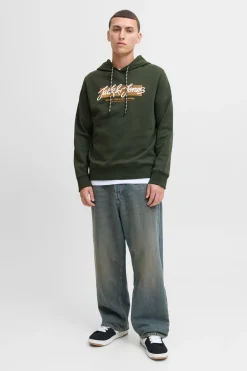 Jack & Jones Sudadera logo con capucha verde Outlet