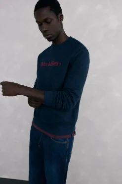 Pedro del Hierro Sudadera logo cuello caja Azul Outlet