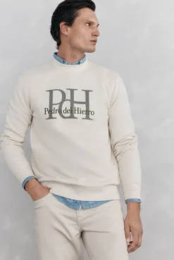 Pedro del Hierro Sudadera logo cuello caja Beige