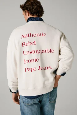 Pepe Jeans Sudadera manga larga marfil Discount
