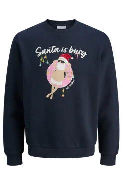 Jack & Jones Sudadera navideña cuello redondo azul Online