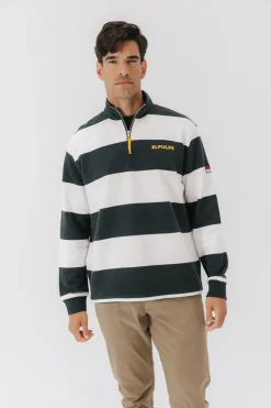 elPulpo Sudadera Perkins logo rayas Verde oscuro