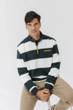 elPulpo Sudadera Perkins logo rayas Verde oscuro
