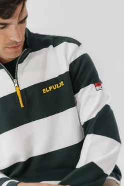 elPulpo Sudadera Perkins logo rayas Verde oscuro
