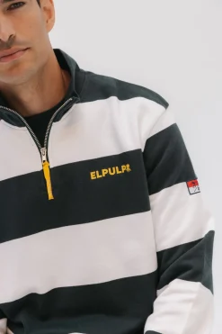 elPulpo Sudadera Perkins logo rayas Verde oscuro
