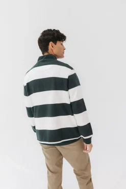 elPulpo Sudadera Perkins logo rayas Verde oscuro