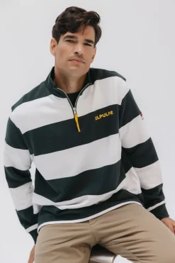 elPulpo Sudadera Perkins logo rayas Verde oscuro