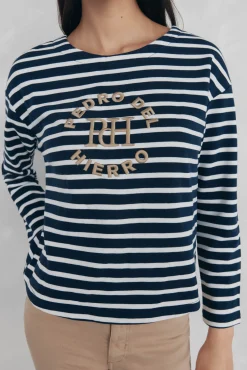 Pedro del Hierro Sudadera rayas bordada Azul Online