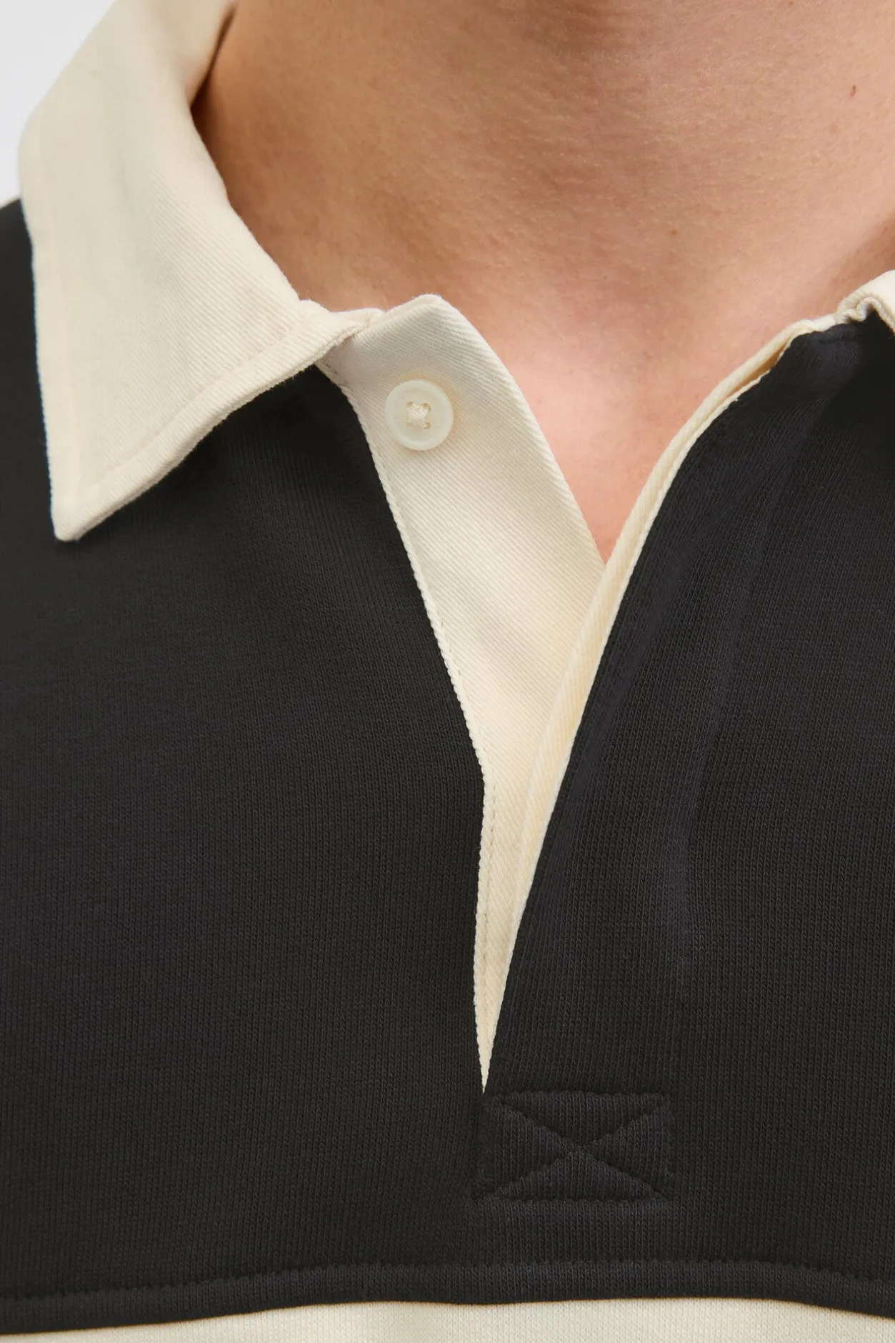 Jack & Jones Sudadera tipo polo franja negro Clearance