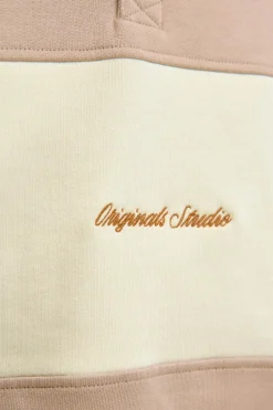 Jack & Jones Sudadera tipo polo franja marr&oacute;n