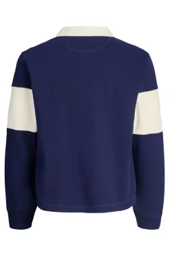 Jack & Jones Sudadera tipo polo franja azul Discount