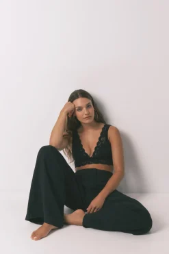 Women'secret Sujetador bralette halter encaje negro