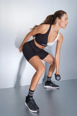 Dash and Stars Sujetador deportivo 4D Stretch blanco y negro Best