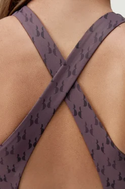 Born Living Yoga Sujetador top deportivo Monogram morado burdeos New