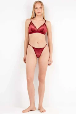 Gisela Sujetador triangular en terciopelo rojo Sale