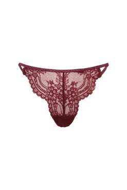 Women'secret Tanga encaje lurex vino burdeos Discount
