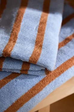 Calma House Toalla de baño de algodón de rizo a rayas es Saturno azul Best