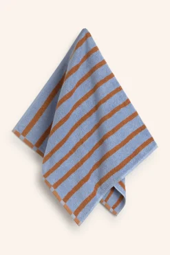 Calma House Toalla de baño de algodón de rizo a rayas es Saturno azul Best