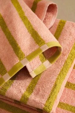 Calma House Toalla de baño de algodón de rizo a rayas s Saturno rosa Clearance