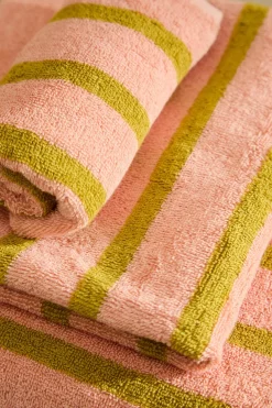 Calma House Toalla de baño de algodón de rizo a rayas s Saturno rosa Hot