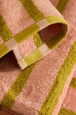 Calma House Toalla de baño de algodón de rizo a rayas s Saturno rosa Hot