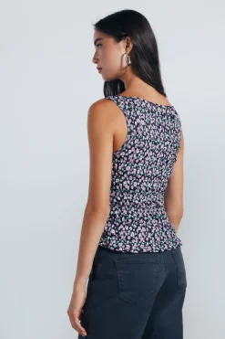 Springfield Top ajustado florecitas negro Hot