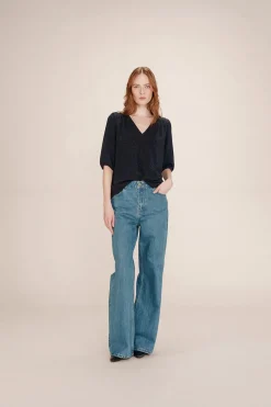 Grace & Mila Top ancho lúrex Azul marino Clearance