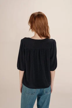 Grace & Mila Top ancho lúrex Azul marino Clearance