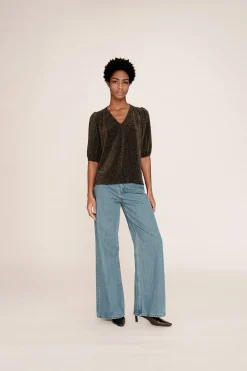 Grace & Mila Top ancho lúrex Marr&oacute;n oscuro Discount