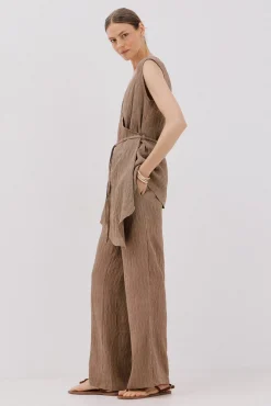 Cortefiel Top asimétrico textura Estampado marr&oacute;n Outlet