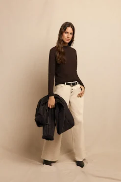 Slowlove Top básico estructura Marr&oacute;n oscuro Clearance