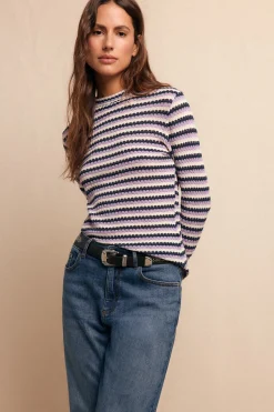 Slowlove Top básico estructura Estampado blanco Online