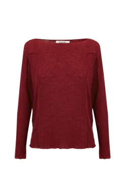 Slowlove Top básico melange Granate Clearance