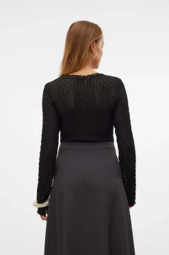 Vero Moda Top corto de manga larga Negro Online