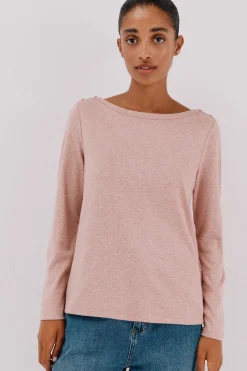 Cortefiel Top cuello barco botones dorados Rosa