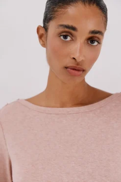 Cortefiel Top cuello barco botones dorados Rosa