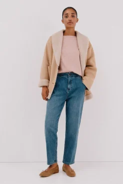 Cortefiel Top cuello barco botones dorados Rosa