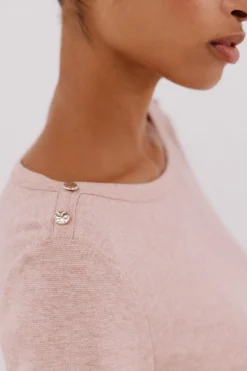 Cortefiel Top cuello barco botones dorados Rosa