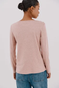 Cortefiel Top cuello barco botones dorados Rosa