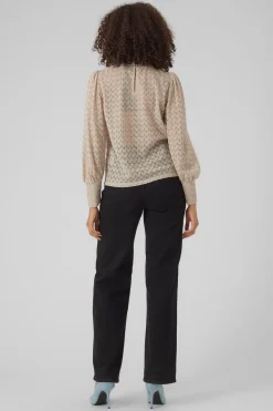 Vero Moda Top de encaje cuello cerrado Gris Outlet