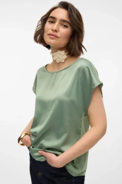 Vero Moda Top de manga corta Verde oscuro