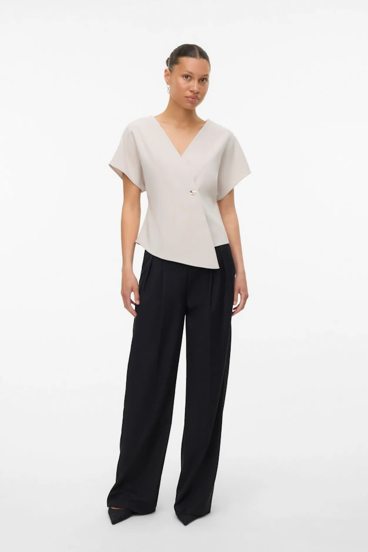 Vero Moda Top de manga corta murciélago Gris Sale