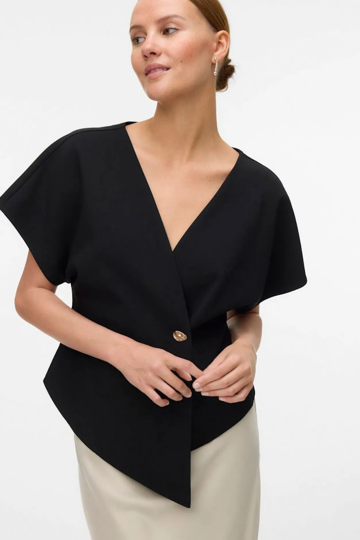 Vero Moda Top de manga corta murciélago Negro New