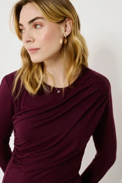 Vila Top de manga larga con detalle drapeado Morado New