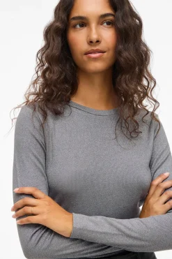 Vila Top de manga larga con glitter Gris Online