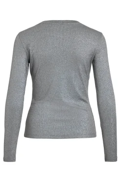 Vila Top de manga larga con glitter Gris Online