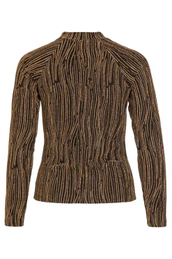 Vila Top de manga larga con lúrex Camel Discount