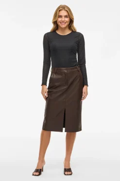 Vila Top de manga larga con textura Negro Clearance