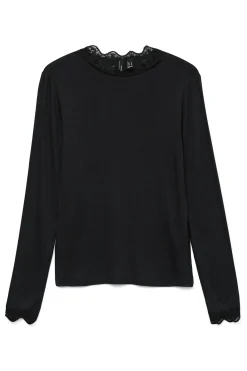 Vero Moda Top de manga larga detalles encaje Negro Sale